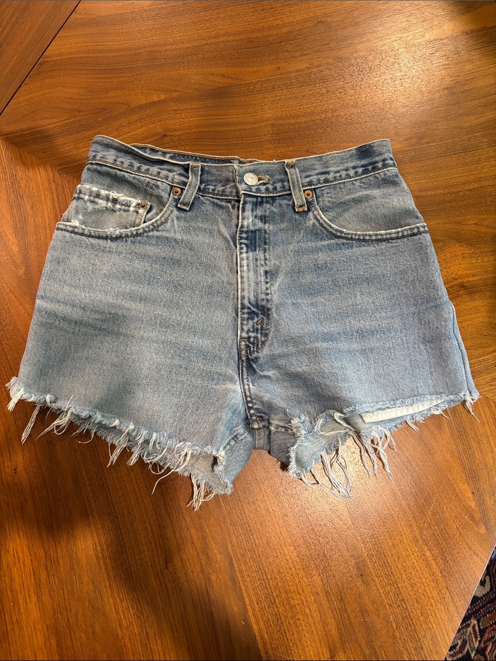 Frayed Hem Light Blue Denim Jean Shorts